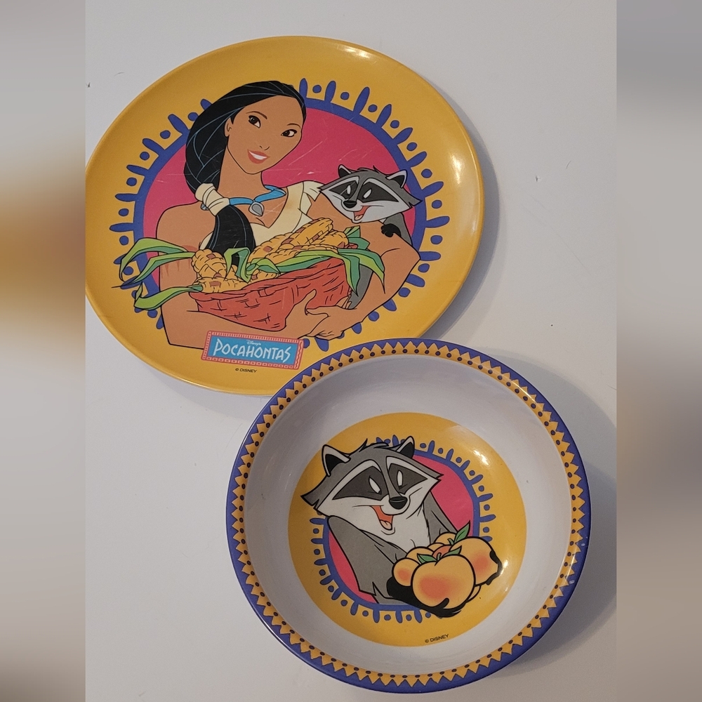 Vintage 90's Pocahontas Plate and Bowl